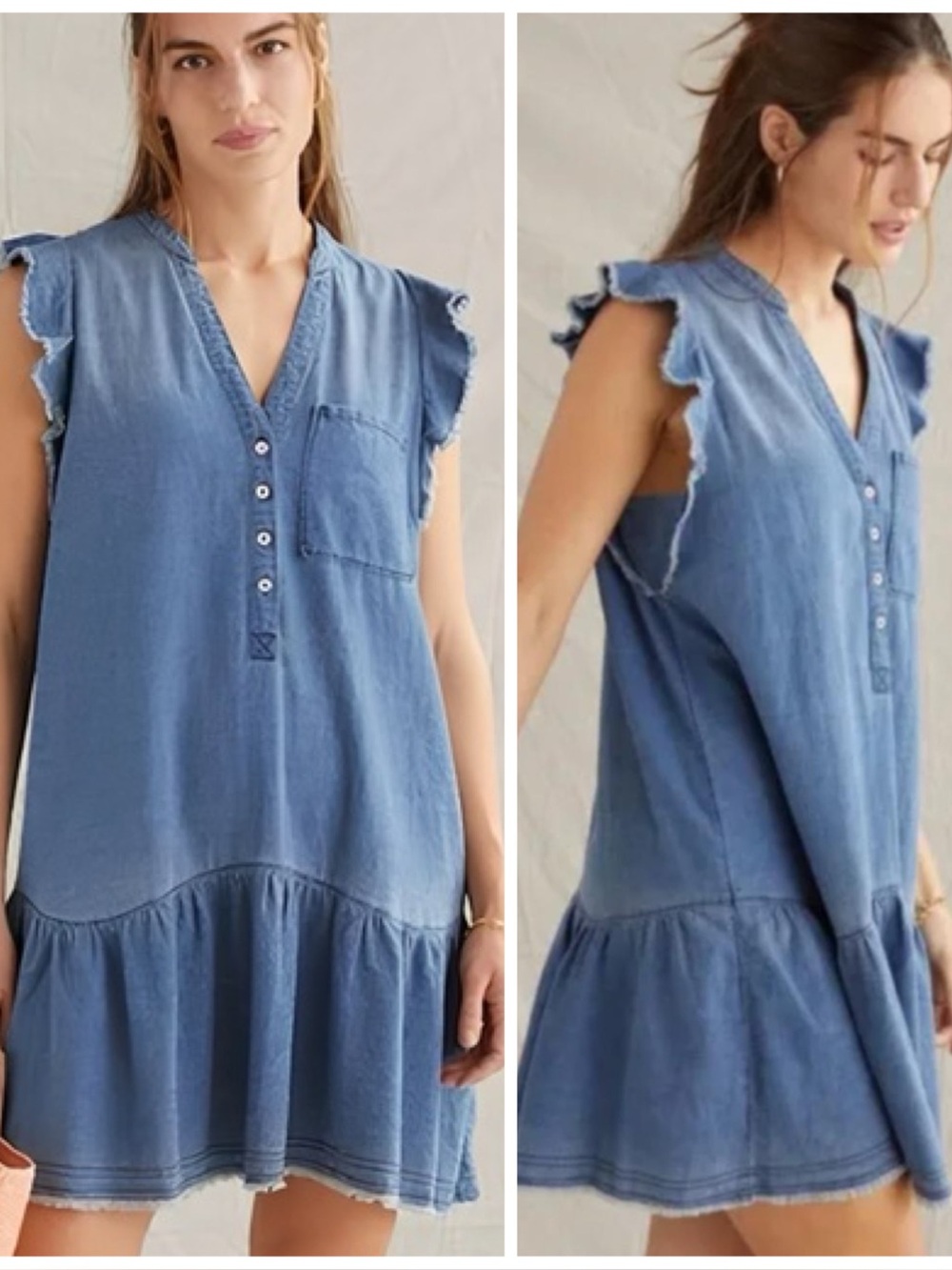 Pilcro Anthropologie Denim Chambray Tunic Dress